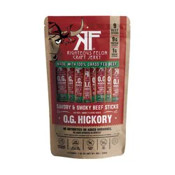 Righteous Felon Craft Jerky OG Hickory Protein Snack Beef Stick - 1oz/9ct