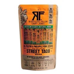 Righteous Felon Craft Jerky Street Taco Protein Snack Pork Meat Stick - 1oz/9ct