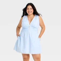 Women's Lace Trim Mini Dress - A New Day™ Blue/White Striped XXL