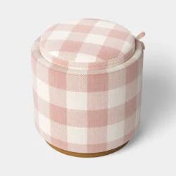 Dorm Round Upholstered Dorm Storage Ottoman Pink - Room Essentials™