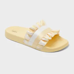 Women's Rivie Ruffled Slide Slippers - Auden™ Yellow XL | Shipt