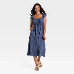 Women's Cap Sleeve Eyelet Midi Sundress - Universal Thread™ Slate Blue XL