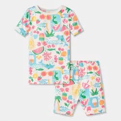 Toddler 2pc Short Sleeve Smooth Jersey Snug Fit Pajama Set - Cat & Jack™ Ivory 12M