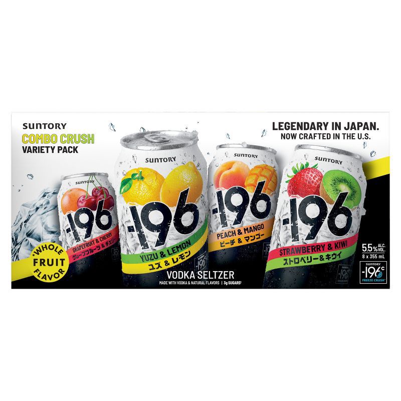 slide 1 of 3, -196 Combo Crush Variety Pack RTD Vodka - 8pk/355ml Cans, 8 ct, 355 ml