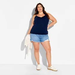 Women's Ribbed Lace Trim Cami - Wild Fable™ Navy Blue XXL
