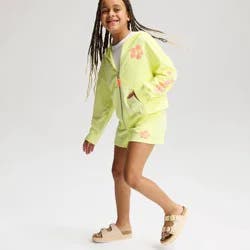 Girls' Washed French Terry Pull-On Shorts - Cat & Jack™ Neon Yellow XS
