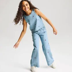 Girls' Denim Embroidered Tank Top - Cat & Jack™ Blue XS