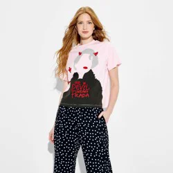 Women's The Devil Wears Prada Miranda Scribble Short Sleeve Graphic T-Shirt - Pink XXS