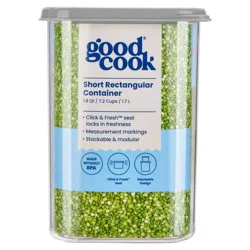 GoodCook 1.8qt 2pc Short Rectangle + Lid Food Storage Containers Gray: Stackable Design, Measurement Markings