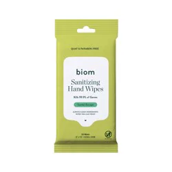 Biom Travel Pack Biodegradable Hand Sanitizing Wipes - Santal Escape - 20ct