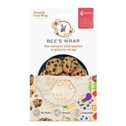 Bee's Wrap Value Pack Reusable Beeswax Food Compostable Wraps - 4pk