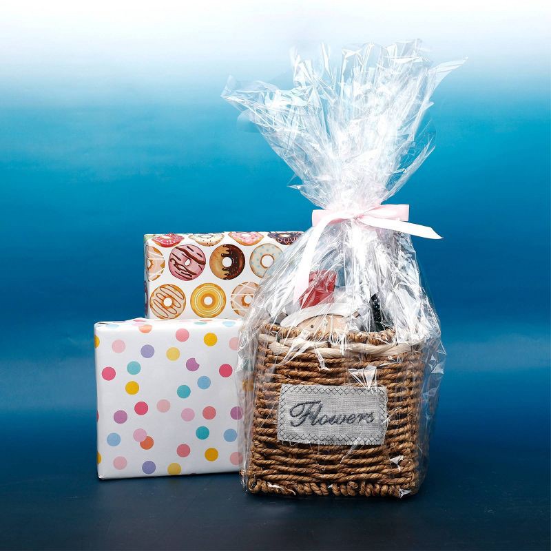 slide 2 of 3, Bows And Sparkles 192"x30" Cello Gift Wrapping Paper Clear, 1 ct