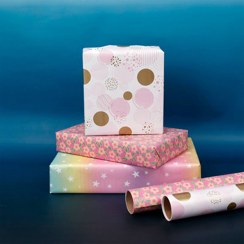 slide 2 of 3, Bows And Sparkles 96"x30" Polka Dot Gift Wrapping Paper Pink, 1 ct