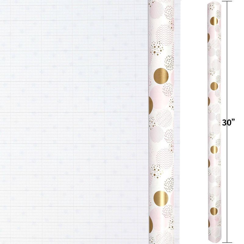 slide 3 of 3, Bows And Sparkles 96"x30" Polka Dot Gift Wrapping Paper Pink, 1 ct