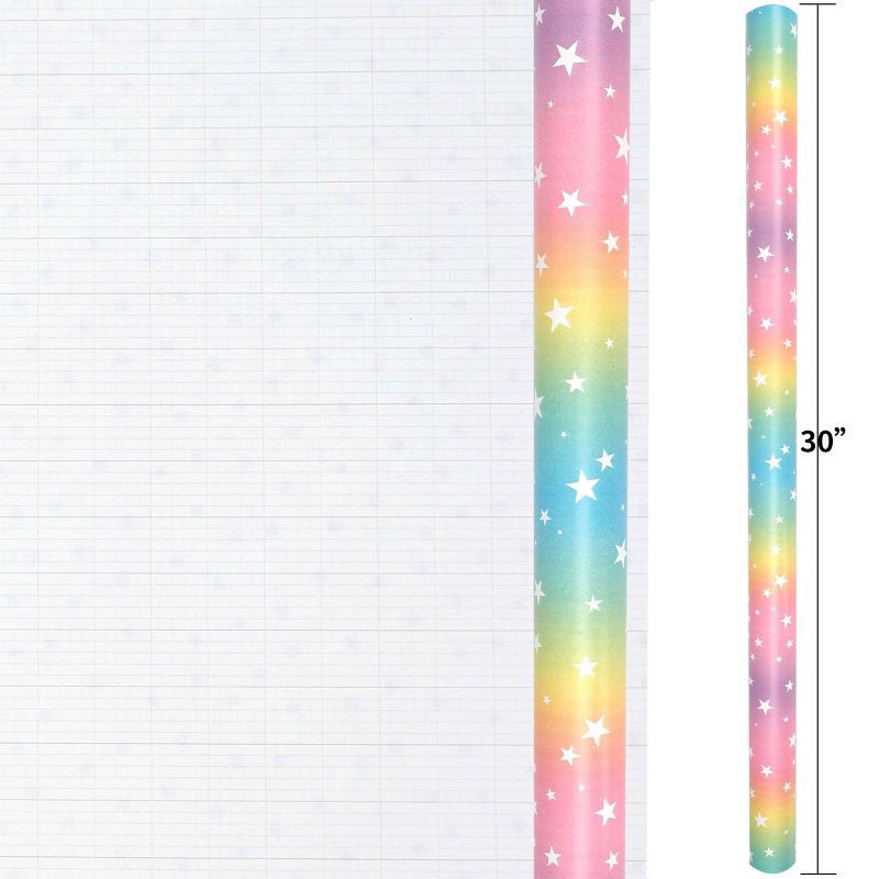 slide 3 of 3, Bows And Sparkles 96"x30" Tie Dye Stars Birthday Gift Wrapping Paper Pink/Yellow/Green, 1 ct