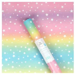 Bows And Sparkles 96"x30" Tie Dye Stars Birthday Gift Wrapping Paper Pink/Yellow/Green