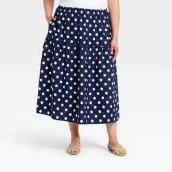 Women's Tiered Eyelet Midi Skirt - A New Day™ Navy Blue XXL