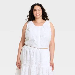 Women's Button-Front Tank Top - A New Day™ White XXL