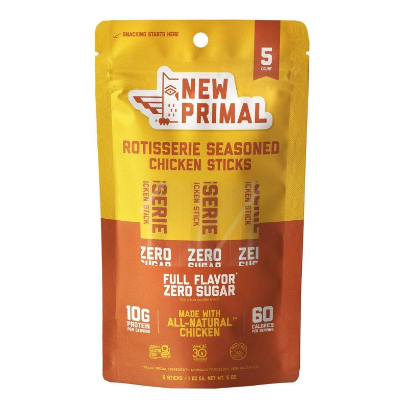 slide 1 of 6, The New Primal Rotisserie Seasoned Chicken Meat Sticks Bag - 5oz/5ct, 5 oz, 5 ct