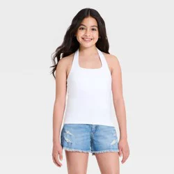 Girls' Super-Soft Halter Tank Top - art class™ White XL