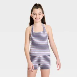 Girls' Super-Soft Striped Halter Tank Top - art class™ Blue/White/Peach XL