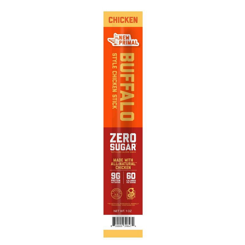 slide 1 of 6, The New Primal Buffalo Style Chicken Meat Sticks - 1oz, 1 oz