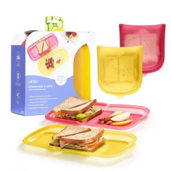 Ubbi Platemate Sandwich Reusable Food Storage Bags - Buttercup & Pomegranate - 2pk