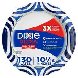 Dixie Ultra Disposable Paper Plates 10" - 130ct: White, Abstract Pattern, Round Shape