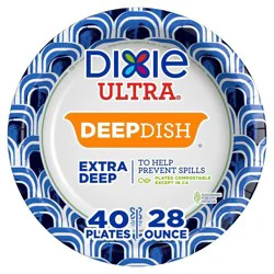 Dixie Ultra Deep Dish Disposable Paper Plates 9"- 28oz/40ct: Abstract Pattern