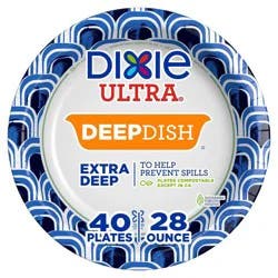 Dixie Ultra Deep Dish Disposable Paper Plates 9"- 28oz/40ct: Abstract Pattern