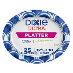 Dixie Ultra Disposable Platter - 25ct: White Oval, Abstract Pattern, Paper Material