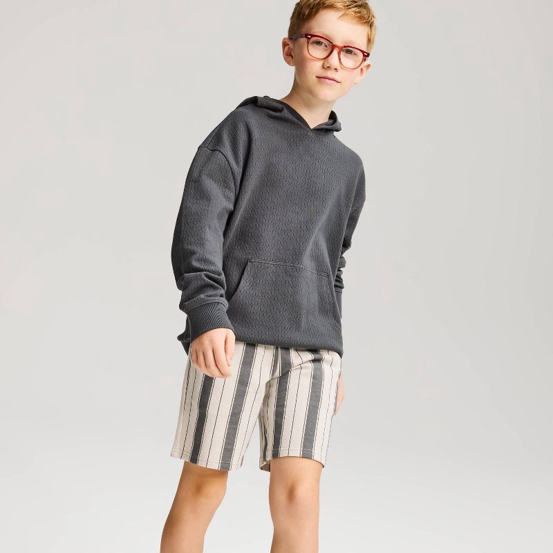 slide 1 of 4, Boys' Pull-On 'At the Knee' Knit Shorts - Cat & Jack™ Ivory Stripe M, 1 ct