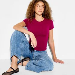 Women's Short Sleeve Crewneck T-Shirt - Wild Fable™ Berry Purple XXS