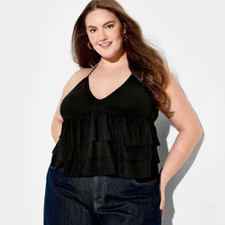 Women's Ruffle Halter Top - Wild Fable™ Black XXL