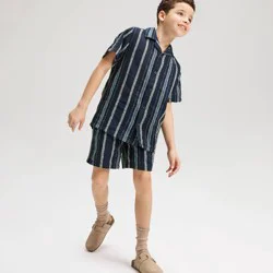 Boys' Striped Linen Blend Pull-On Shorts - Cat & Jack™ Blue XL