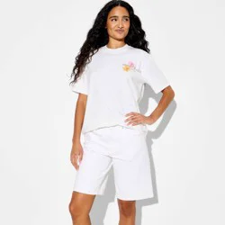 Women's Oversized Short Sleeve Crewneck Graphic T-Shirt - Wild Fable™ White Strawberries XS