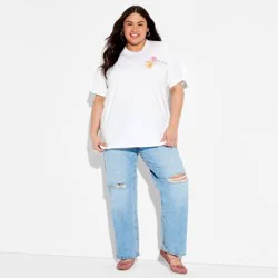 Women's Oversized Short Sleeve Crewneck Graphic T-Shirt - Wild Fable™ White Strawberries XXL