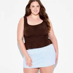 Women's Mini Cap Sleeve Off the Shoulder Smocked Peasant Top - Wild Fable™ Brown XXL