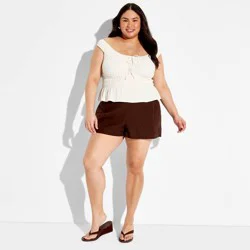 Women's Mini Cap Sleeve Off the Shoulder Smocked Peasant Top - Wild Fable™ Cream XXL
