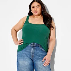 Women's Core Ribbed Tank Top - Wild Fable™ Dark Green XXL