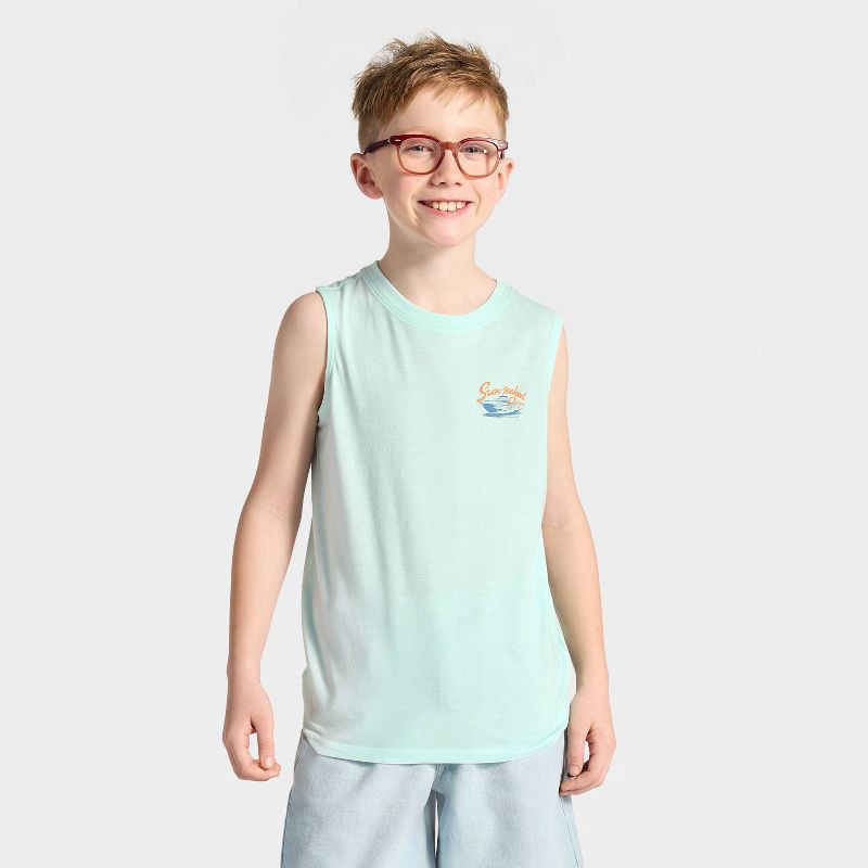 slide 1 of 4, Boys' Boat Graphic Tank Top - Cat & Jack™ Light Mint Green S, 1 ct