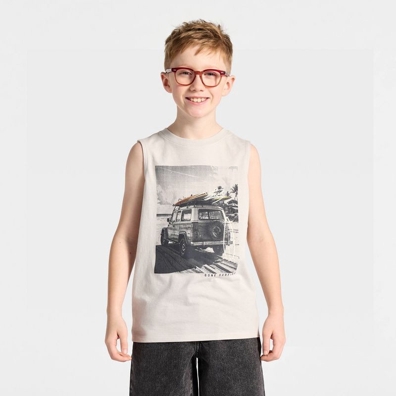 slide 1 of 4, Boys' Graphic Tank Top - Cat & Jack™ Gray S, 1 ct
