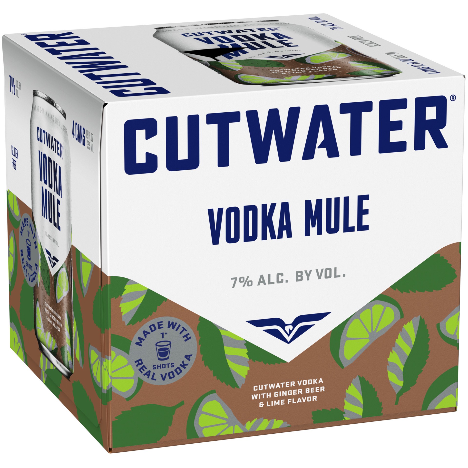 slide 1 of 7, Cutwater Spirits Ginger Beer & Lime Flavor Vodka Mule 4 - 12 fl oz Cans, 48 fl oz