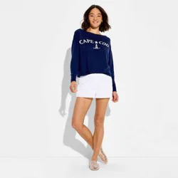 Women's Boat Neck Pullover Sweater - Wild Fable™ Navy Blue Jacquard XS