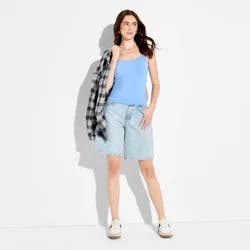 Women's Mid-Rise Denim Jorts - Wild Fable™ Light Wash 2