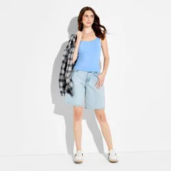Women's Mid-Rise Denim Jorts - Wild Fable™ Light Wash 10