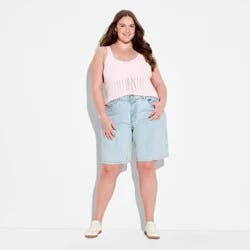Women's Mid-Rise Denim Jorts - Wild Fable™ Light Wash 17