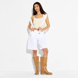 Women's Mid-Rise Denim Jorts - Wild Fable™ White 4