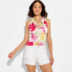 Women's Mid-Rise Midi Denim Shorts - Wild Fable™ White 2