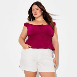 Women's Mid-Rise Midi Denim Shorts - Wild Fable™ White 17